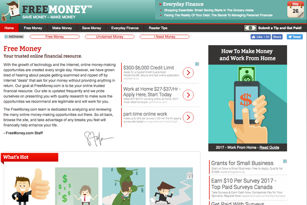 FreeMoney.com - Free Money - Adam Sawicki Toronto Web Developer